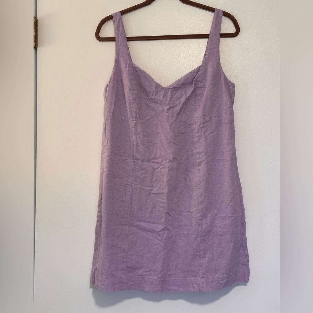 Abercrombie Corset Seamed Linen Mini Dress Purple - Large